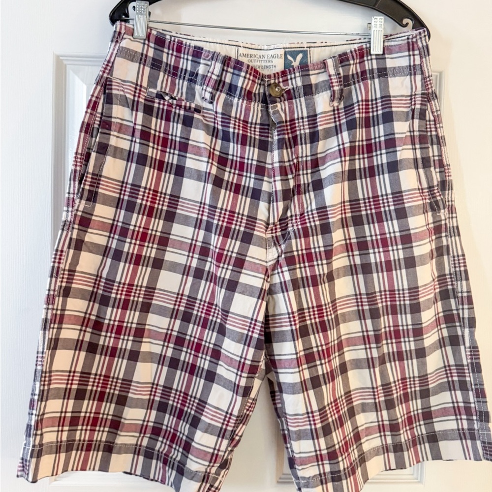 American Eagle Men's Plaid Cotton Golf Casual Shorts Size 32 fits 34